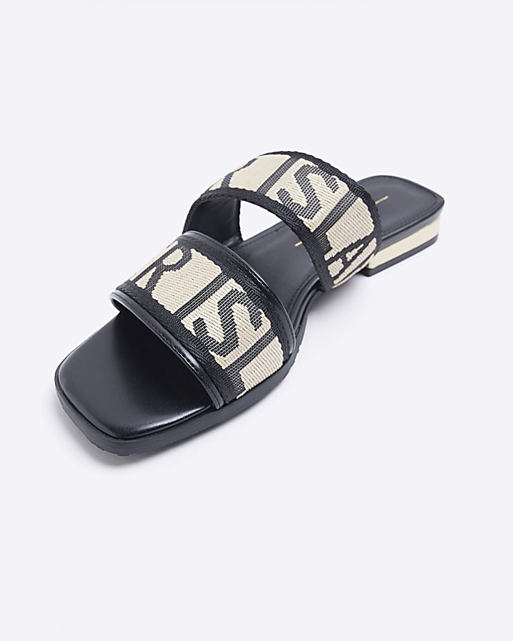 Black RI monogram sandal