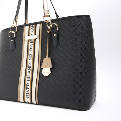 Black RI monogram shopper bag