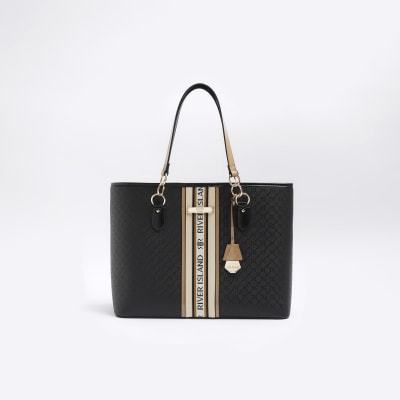 River Island Ri Monogram Shoulder Bag in Black