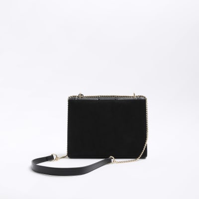 Black RI monogram shoulder bag River Island