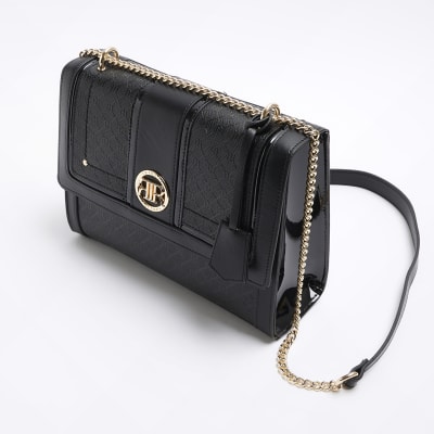 River Island Ri Monogram Shoulder Bag in Black