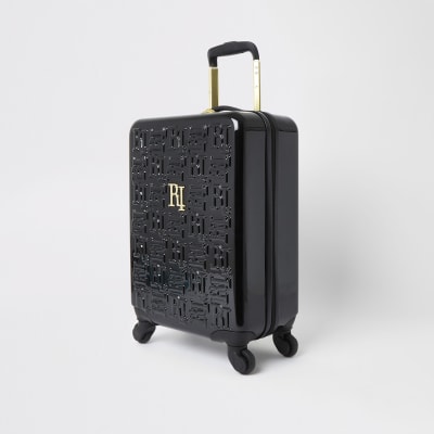 Black RI monogram small suitcase