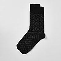 Black RI monogram socks