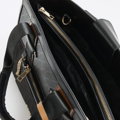 Black RI monogram tote bag River Island