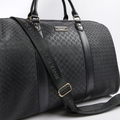 Black RI monogram weekend bag River Island