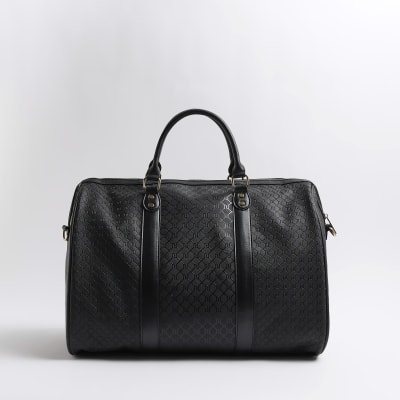 Black RI monogram weekend bag River Island
