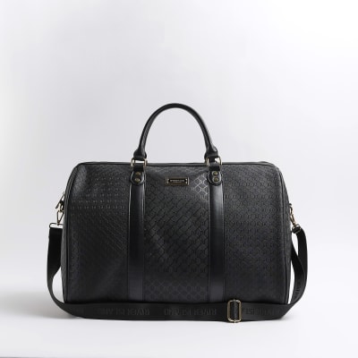 Black RI monogram weekend bag River Island