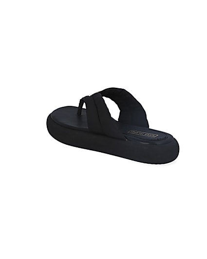 360 degree animation of product Black RI padded nylon toe thong sandals frame-6