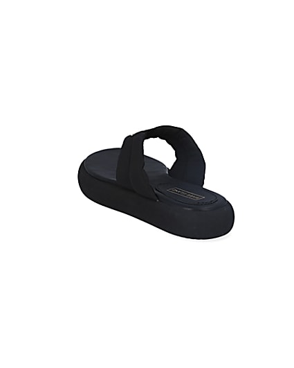 360 degree animation of product Black RI padded nylon toe thong sandals frame-7