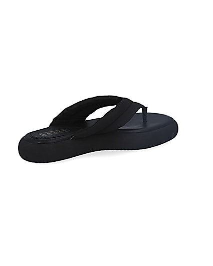 360 degree animation of product Black RI padded nylon toe thong sandals frame-13
