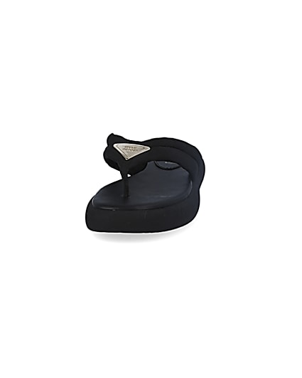 360 degree animation of product Black RI padded nylon toe thong sandals frame-22