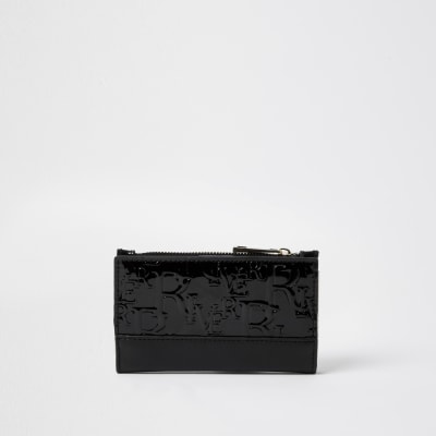 Black RI Patent Embossed Mini Foldout Purse