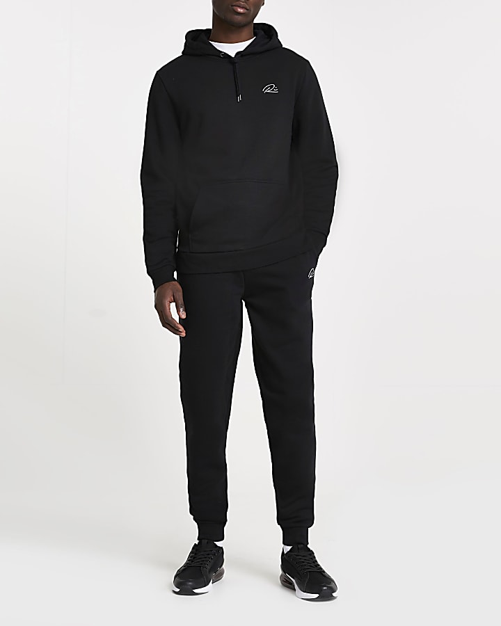 Black RI slim fit hoodie and joggers set
