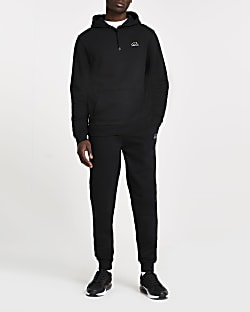 Black RI slim fit hoodie and joggers set