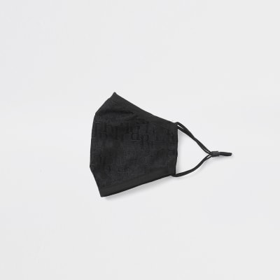 Black RI stepped jacquard face covering