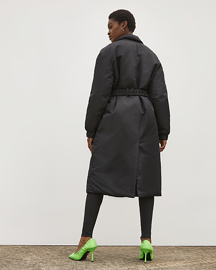 Black RI Studio Belted Padded Coat