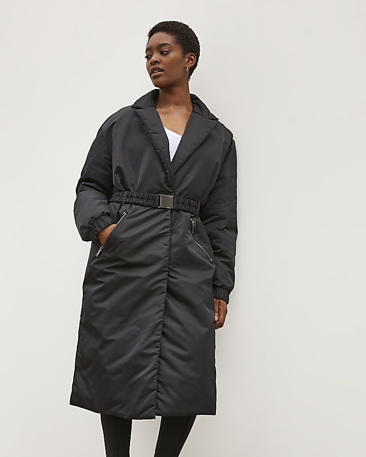 Black RI Studio Belted Padded Coat