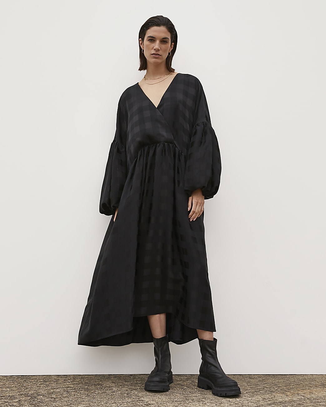 Black RI Studio Jacquard Oversized Maxi Dress