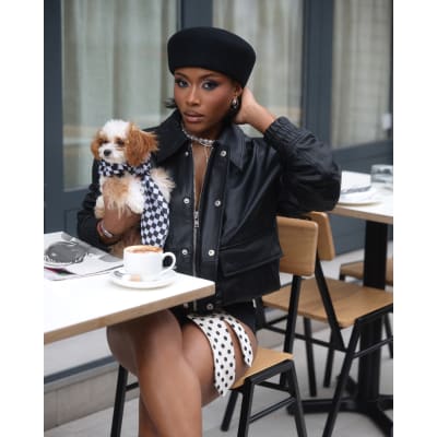 Black RI Studio Leather Blouson Jacket