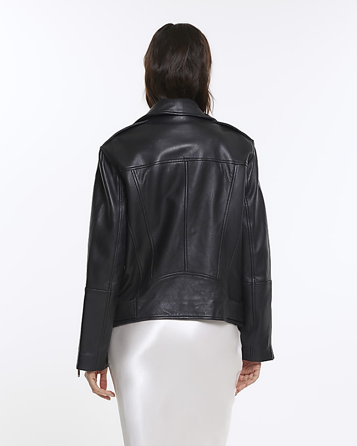 Black RI Studio leather oversized jacket