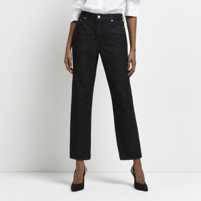 Black RI Studio Mid Rise Straight Leg Jeans
