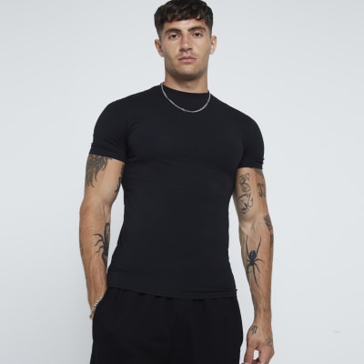 Black RI studio muscle fit tshirt River Island