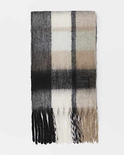 Black RI Studio oversized check scarf