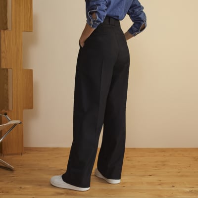 Black RI studio pleated wide leg trousers