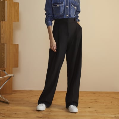 Black RI studio pleated wide leg trousers