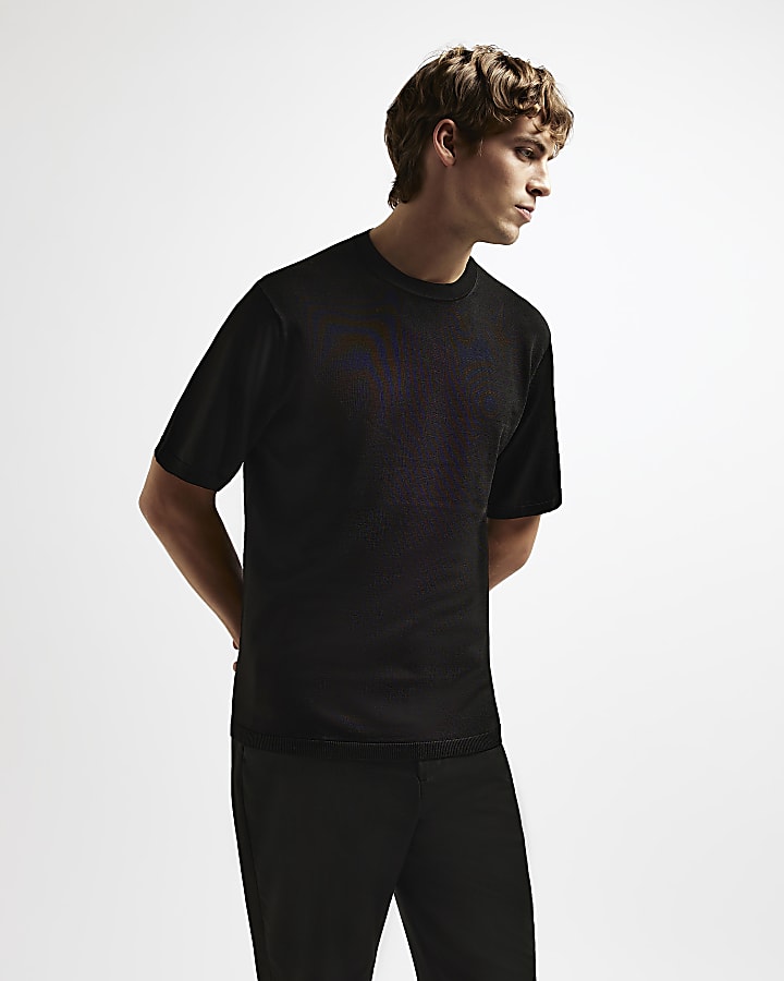 Black RI Studio Regular fit knitted t-shirt
