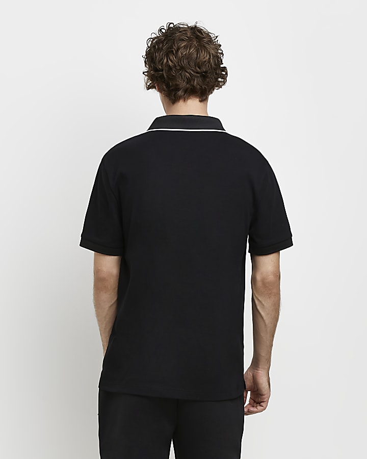 Black RI Studio slim fit polo shirt