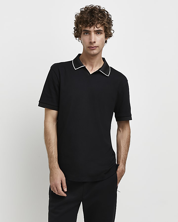 Black RI Studio slim fit polo shirt