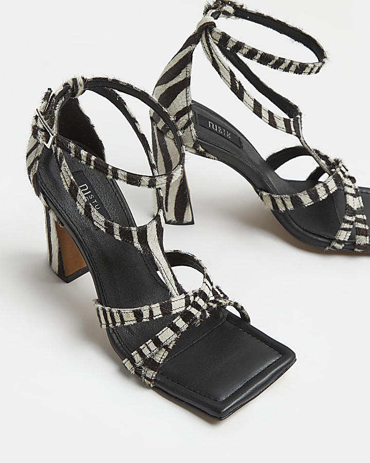 Black RI Studio zebra print heeled sandals