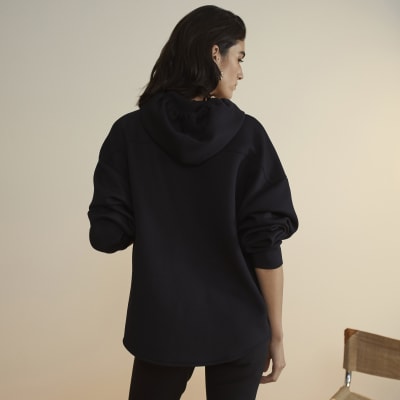 Black RI Studio zip through hoodie