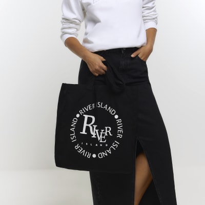 Black RI tote bag | River Island