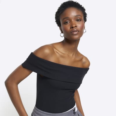 Black sales shoulderless top