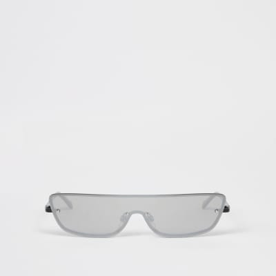 Black rimless half visor sunglasses | River Island