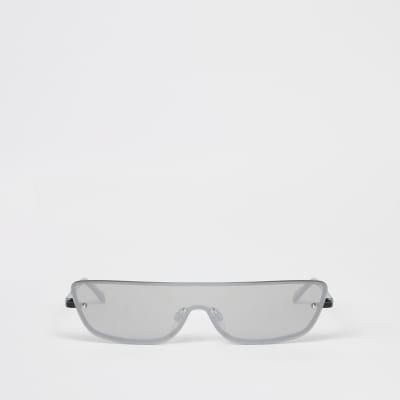 Black rimless half visor sunglasses River Island
