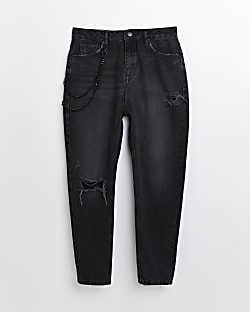 Black ripped chain skinny jeans
