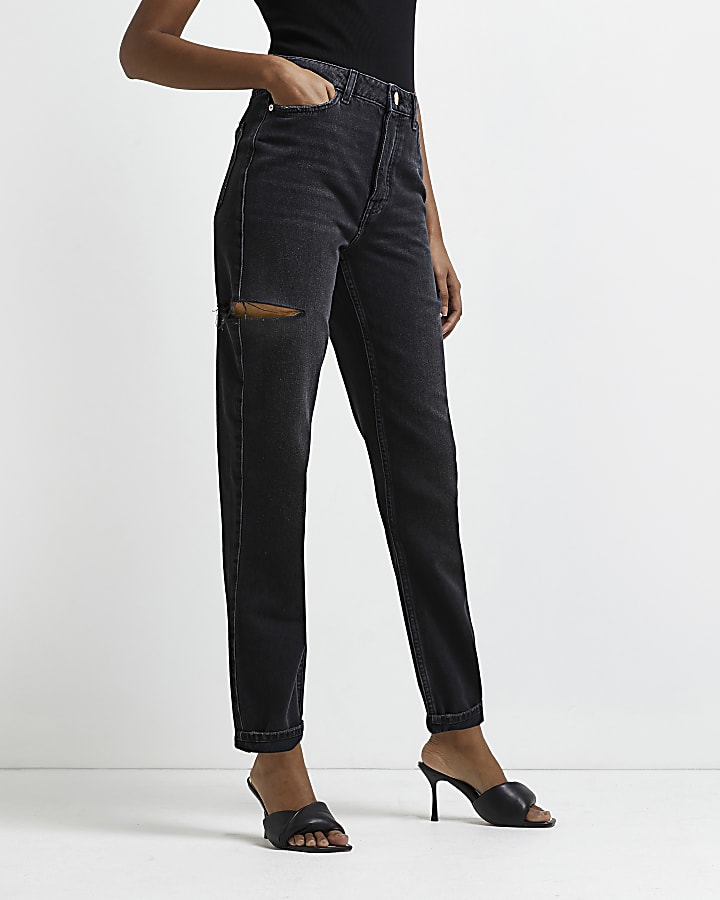 Alleviation sword take Black ripped high waisted mom jeans | River Island