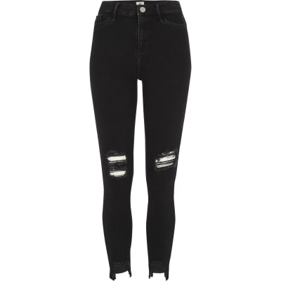 black ripped jeggings