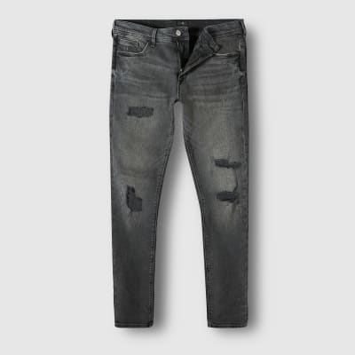 black ripped skinny jeans river island