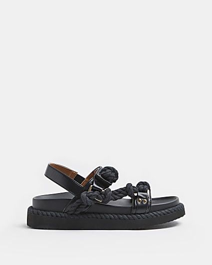 Black rope detail chunky sandals