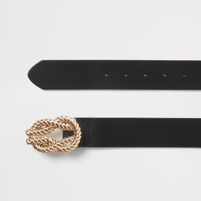 Black rope embossed buckle belt