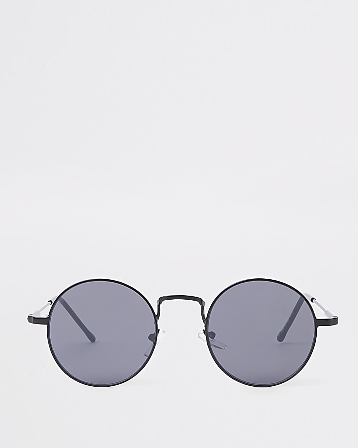 Black round smoke lens sunglasses