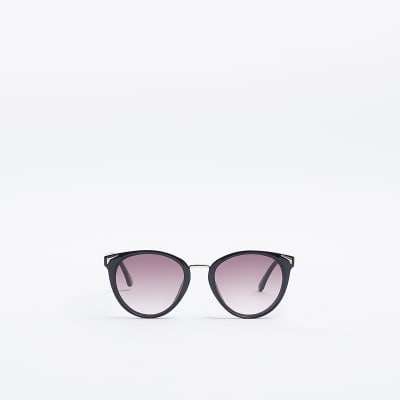 River Island monogram cat eye sunglasses in black