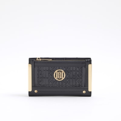 Black RR Monogram Embossed Mini Purse