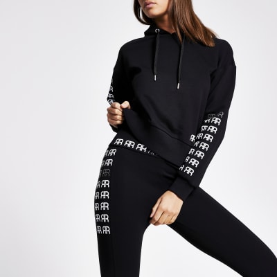 Black RR printed side diamante leggings