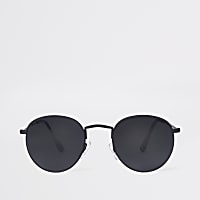 Black rubber round sunglasses