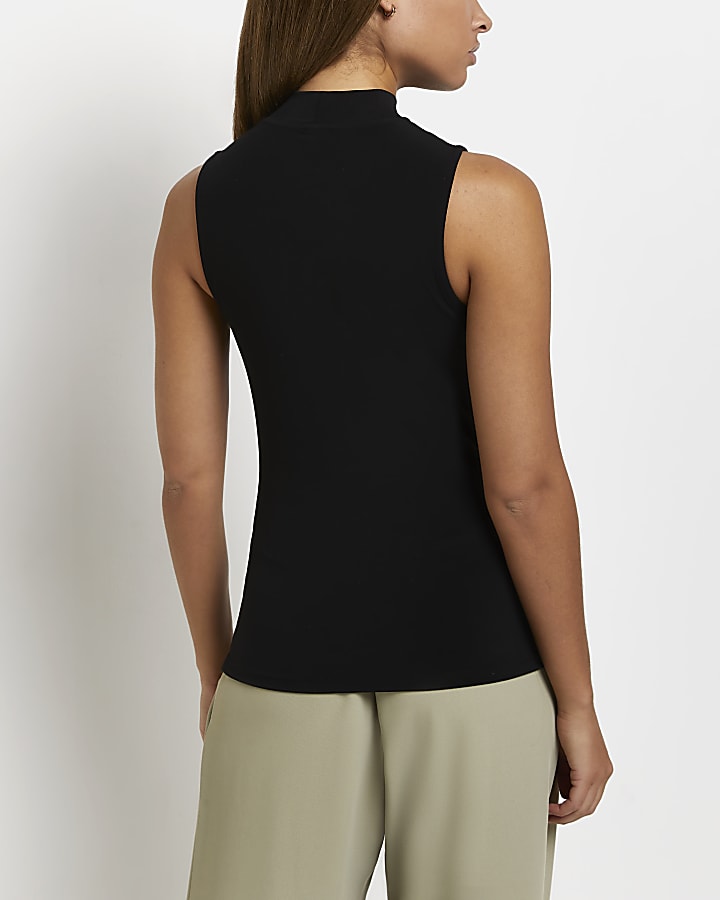 Black ruched cut out top